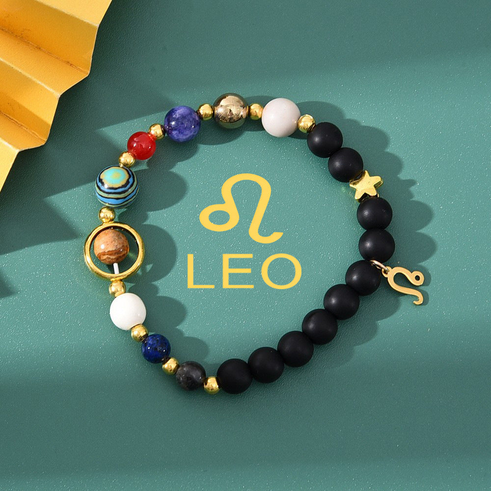 Natural stone beaded tiger eye picture stone bracelet zodiac bracelet
