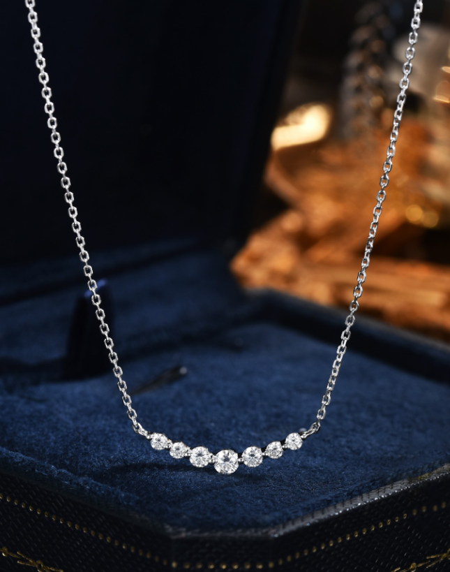 S925 Sterling Silver Moissanite Smile Collarbone Cross Chain Necklace for Women