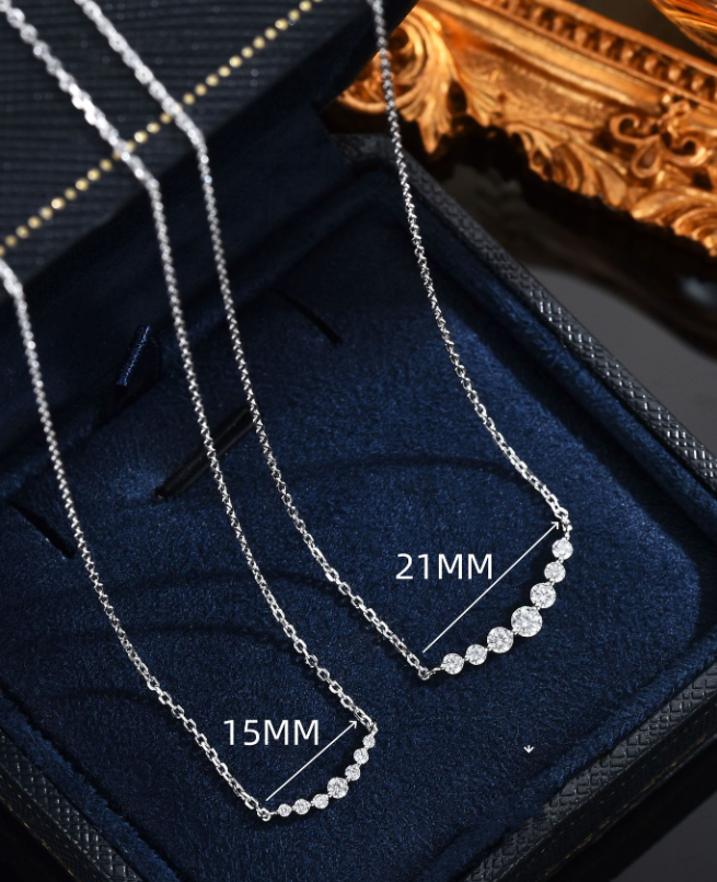 S925 Sterling Silver Moissanite Smile Collarbone Cross Chain Necklace for Women