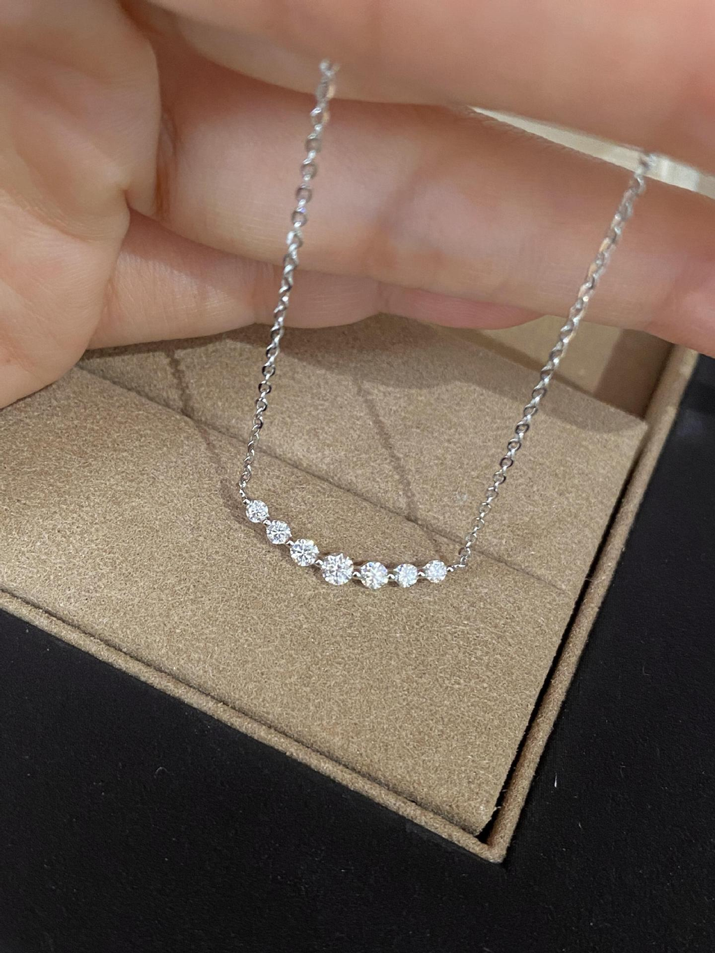 S925 Sterling Silver Moissanite Smile Collarbone Cross Chain Necklace for Women