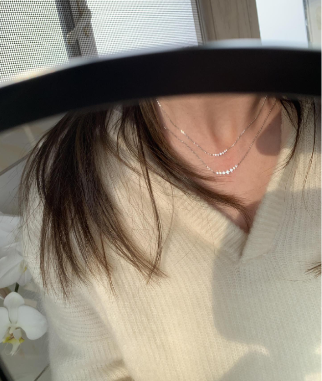 S925 Sterling Silver Moissanite Smile Collarbone Cross Chain Necklace for Women