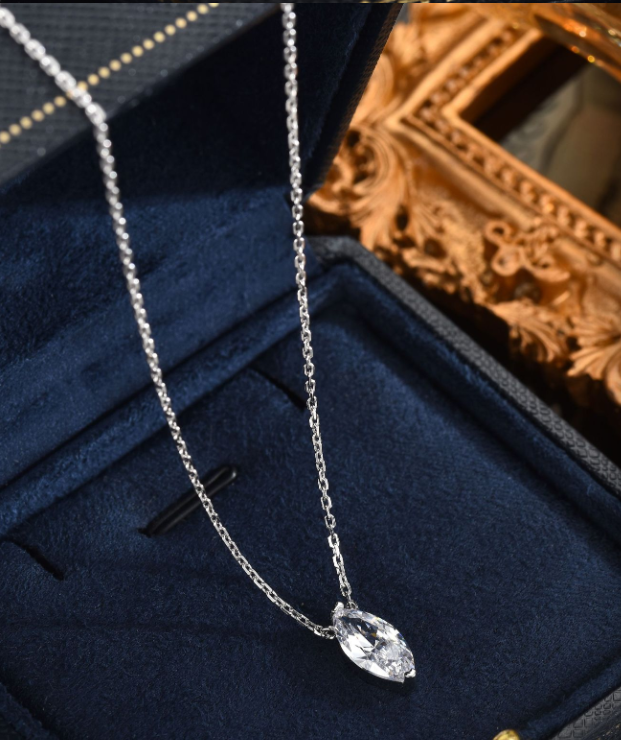 Minimalist Rhombus Moissanite Pendant【2ct 6*12mm】  S925 Sterling Silver