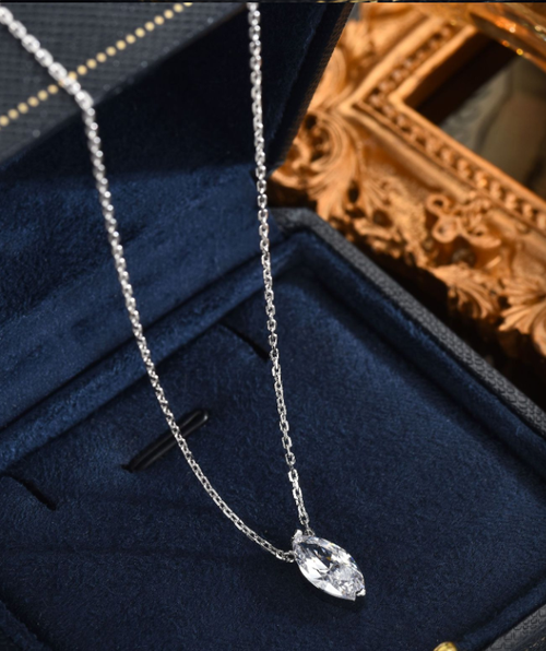Minimalist Rhombus Moissanite Pendant  S925 Sterling Silver