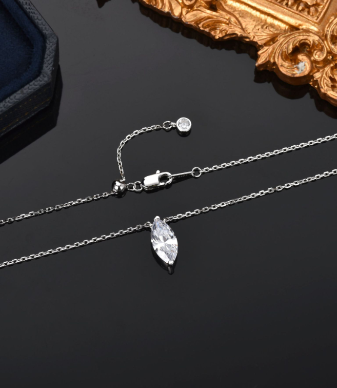 Minimalist Rhombus Moissanite Pendant【2ct 6*12mm】  S925 Sterling Silver