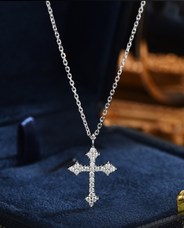 Minimalist Luxury Moissanite 925 Sterling Silver Cross Necklace
