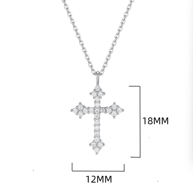 Minimalist Luxury Moissanite 925 Sterling Silver Cross Necklace