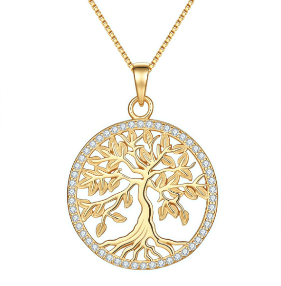 Dainty Hollow Tree of Life Moissanite S925 Sterling Silver Necklace