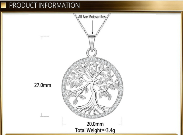Dainty Hollow Tree of Life Moissanite S925 Sterling Silver Necklace