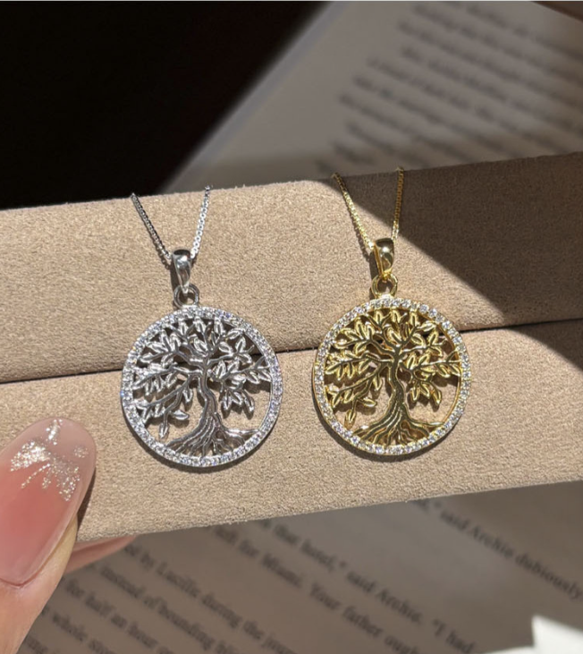 Dainty Hollow Tree of Life Moissanite S925 Sterling Silver Necklace