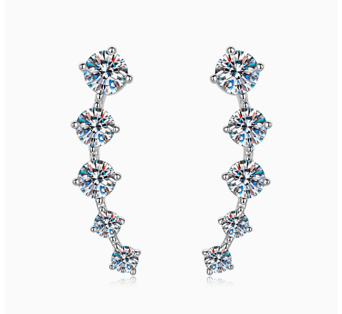 Dainty Stylish Unique Moissanite S925 silver Stud Earrings