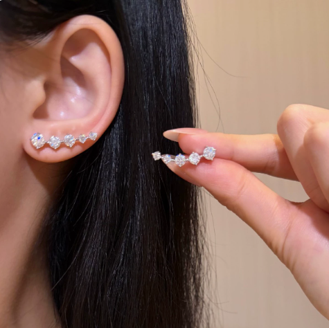 Dainty Stylish Unique Moissanite S925 silver Stud Earrings
