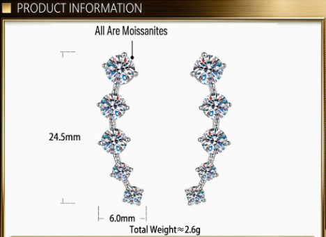 Dainty Stylish Unique Moissanite S925 silver Stud Earrings