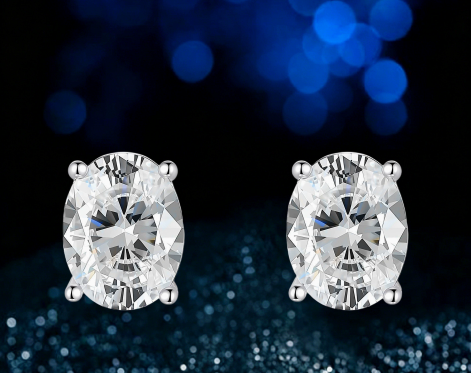 Dainty Oval Cut Moissanite 925 Sterling Silver Stud Earrings