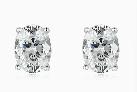 Dainty Oval Cut Moissanite 925 Sterling Silver Stud Earrings