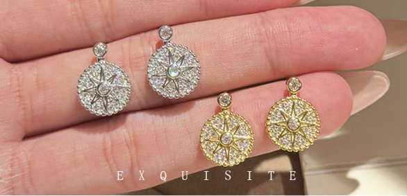 Trendy Lucky Eight-Pointed Star Moissanite 925 Sterling Silver Stud Earrings