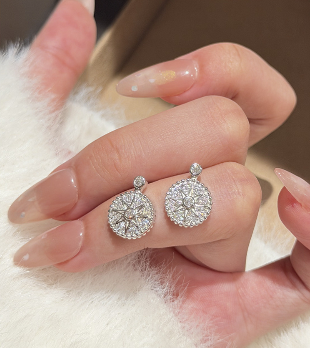 Trendy Lucky Eight-Pointed Star Moissanite 925 Sterling Silver Stud Earrings