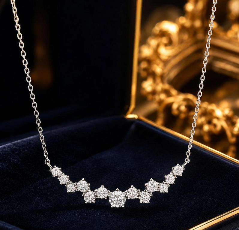 Luxury Floral Moissanite 925 Sterling Silver Necklace