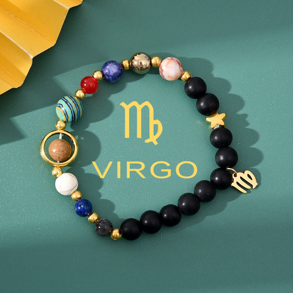 Natural stone beaded tiger eye picture stone bracelet zodiac bracelet