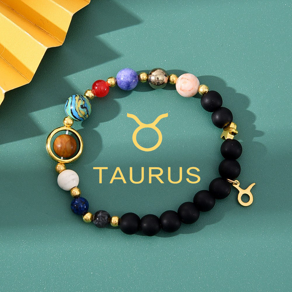 Natural stone beaded tiger eye picture stone bracelet zodiac bracelet