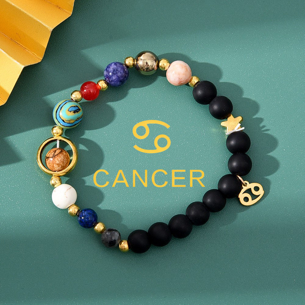 Natural stone beaded tiger eye picture stone bracelet zodiac bracelet