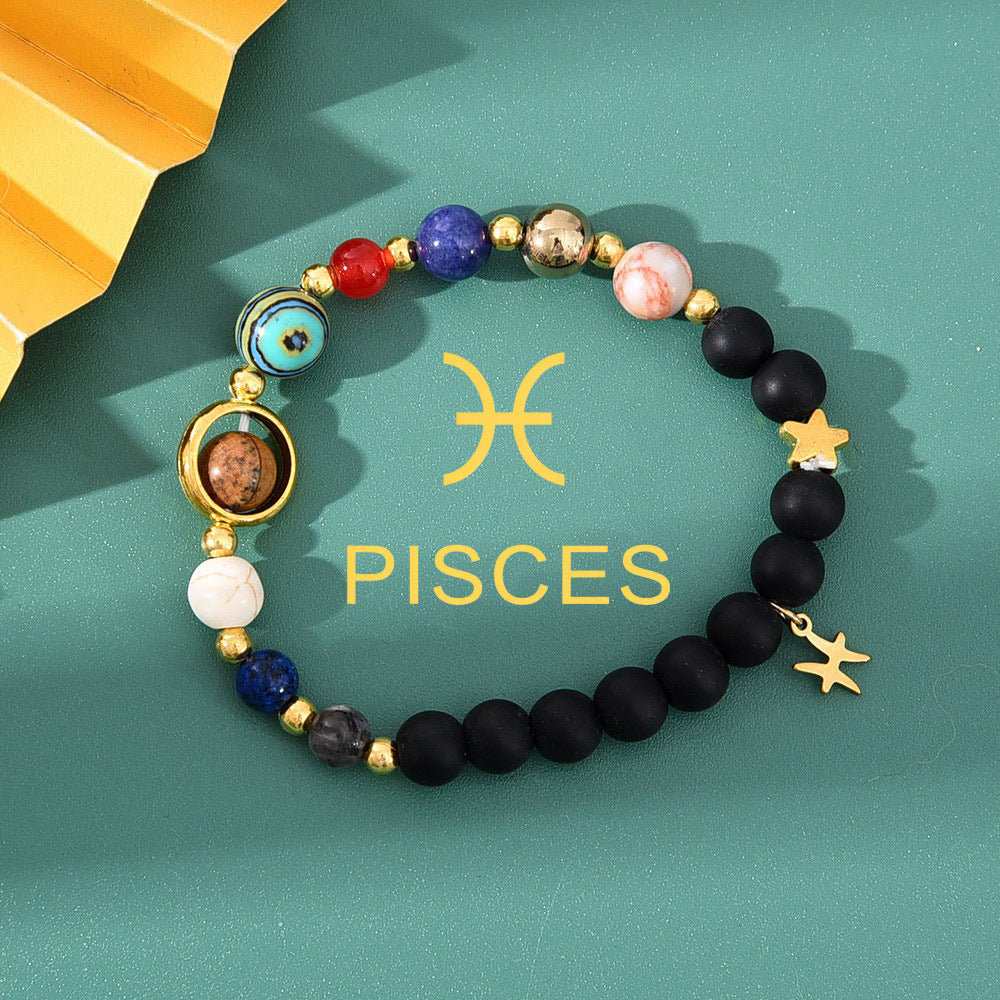 Natural stone beaded tiger eye picture stone bracelet zodiac bracelet