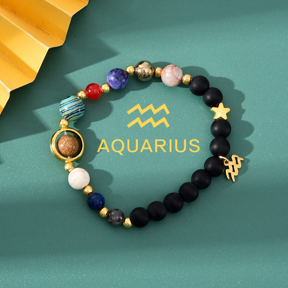 Natural stone beaded tiger eye picture stone bracelet zodiac bracelet