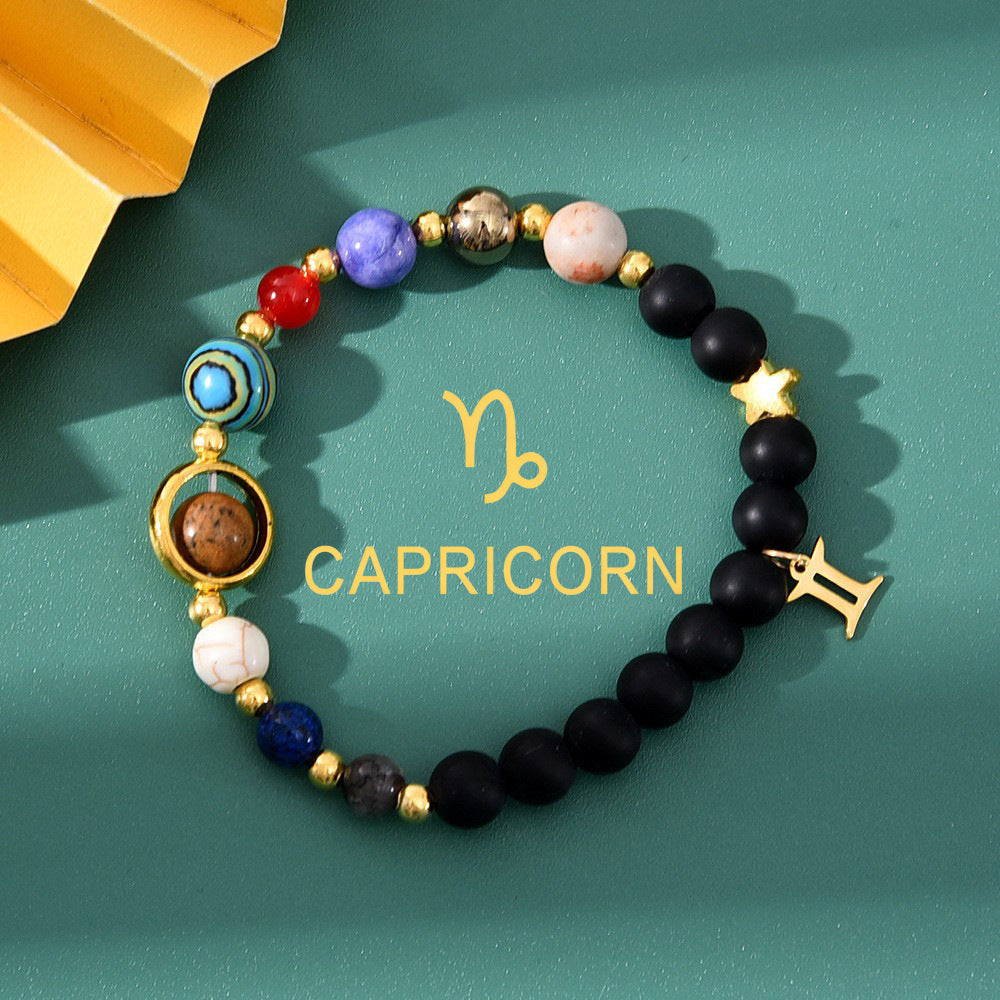 Natural stone beaded tiger eye picture stone bracelet zodiac bracelet