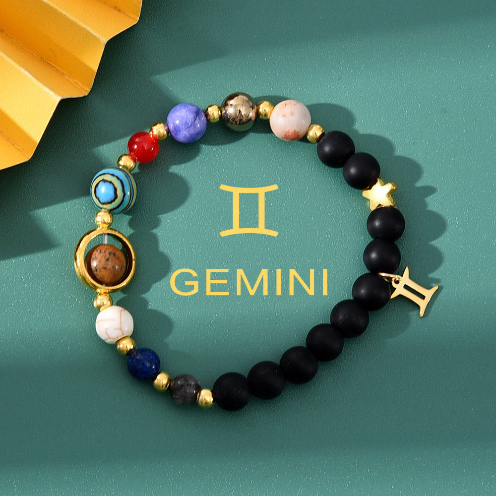Natural stone beaded tiger eye picture stone bracelet zodiac bracelet