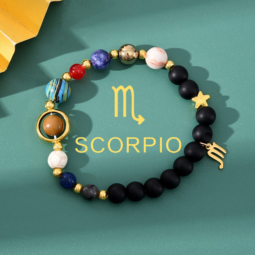Natural stone beaded tiger eye picture stone bracelet zodiac bracelet
