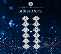 Niche Design Long Tassel Moissanite 925 Sterling Silver Dangle Stud Earrings