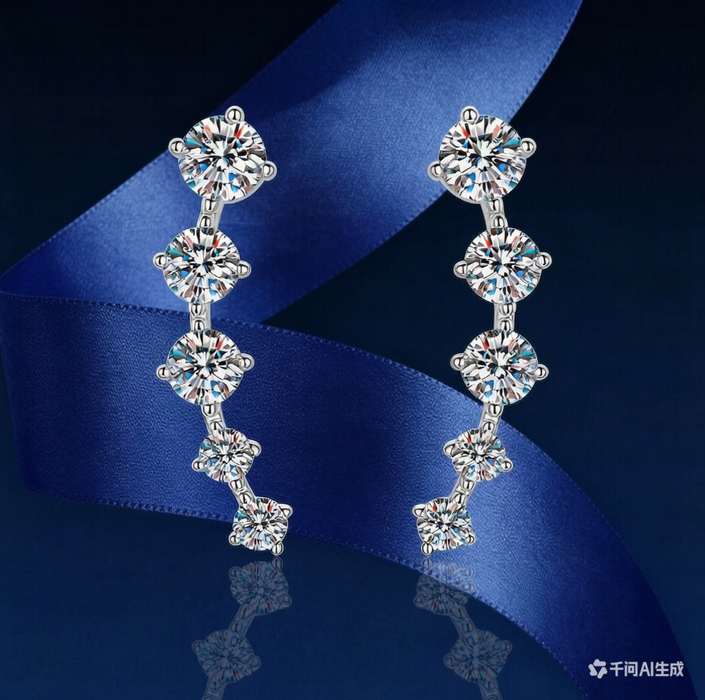 Dainty Stylish Unique Moissanite S925 silver Stud Earrings