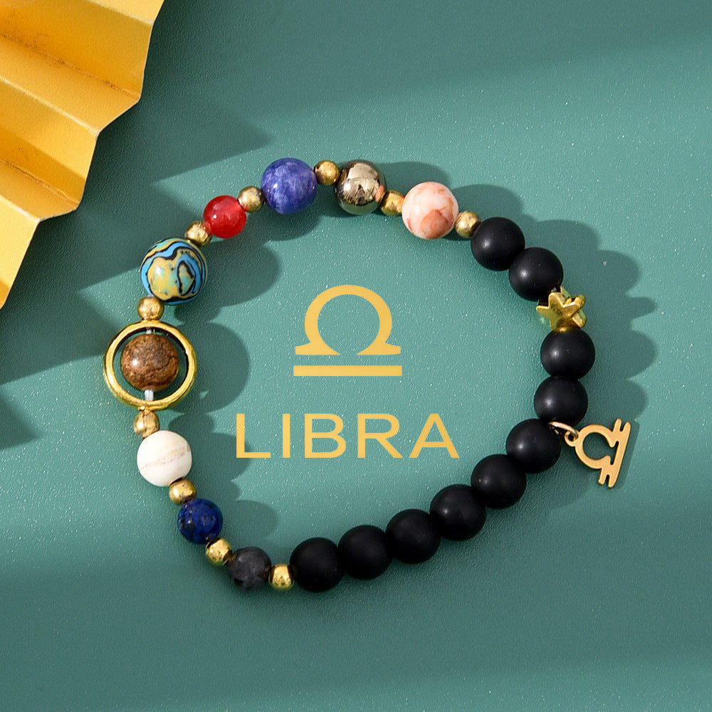 Natural stone beaded tiger eye picture stone bracelet zodiac bracelet