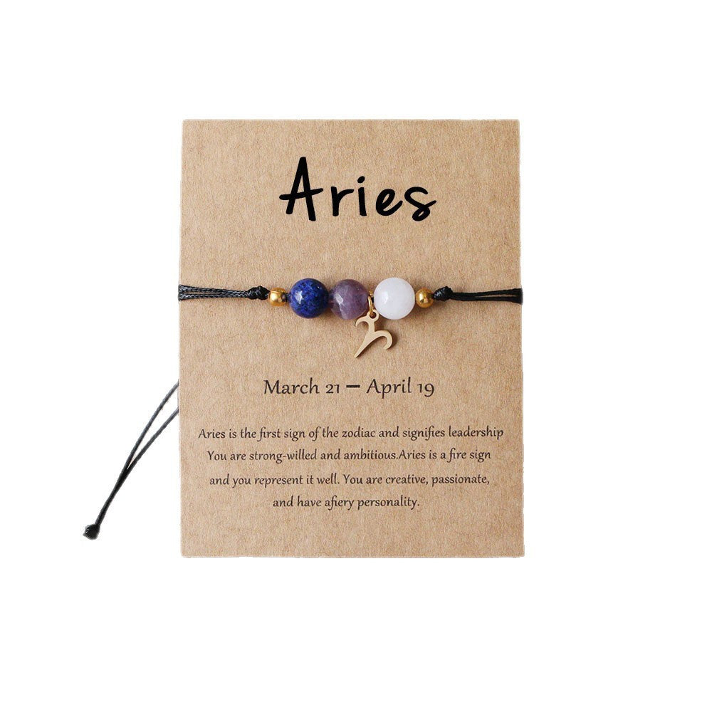 Natural stone beaded tiger eye picture stone bracelet zodiac bracelet