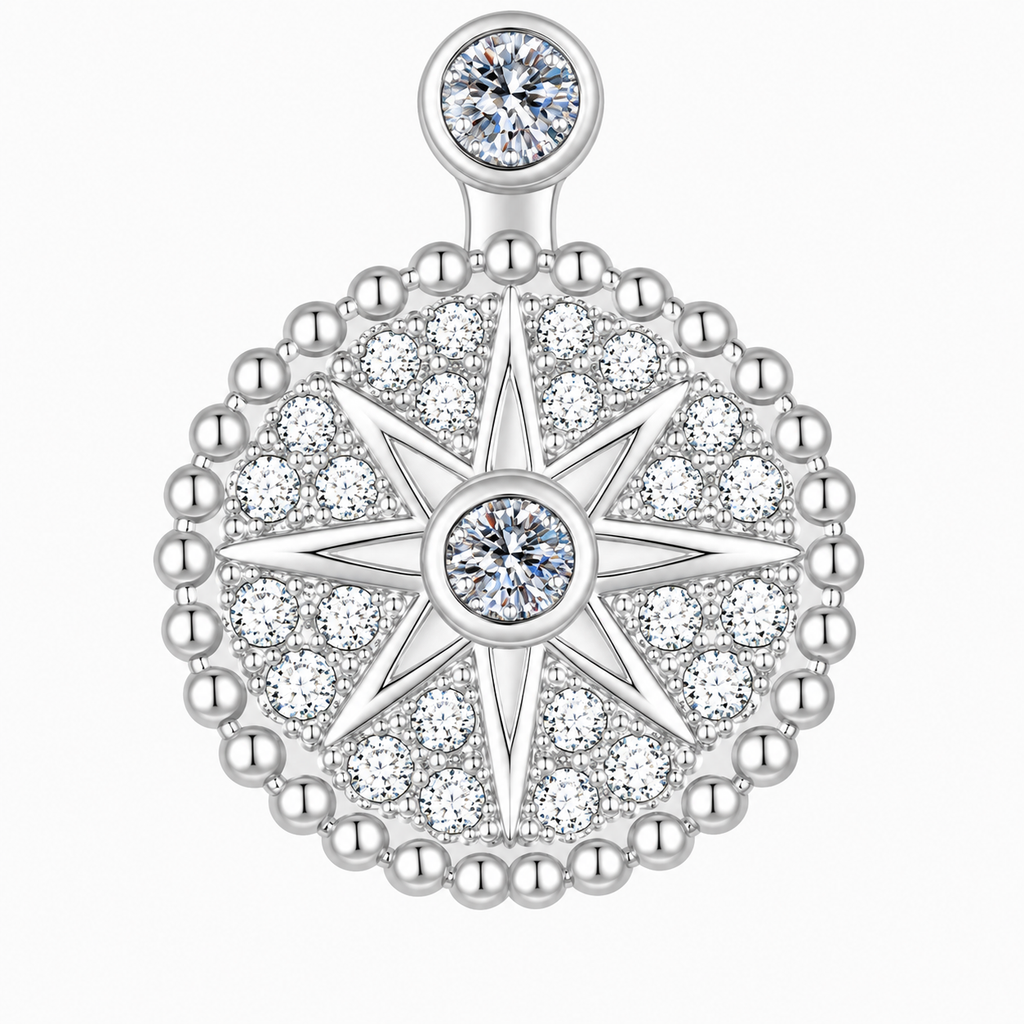 Trendy Lucky Eight-Pointed Star Moissanite 925 Sterling Silver Stud Earrings