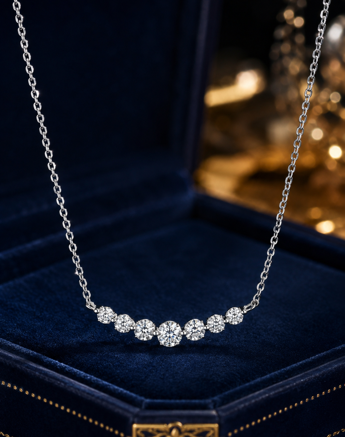 S925 Sterling Silver Moissanite Smile Collarbone Cross Chain Necklace