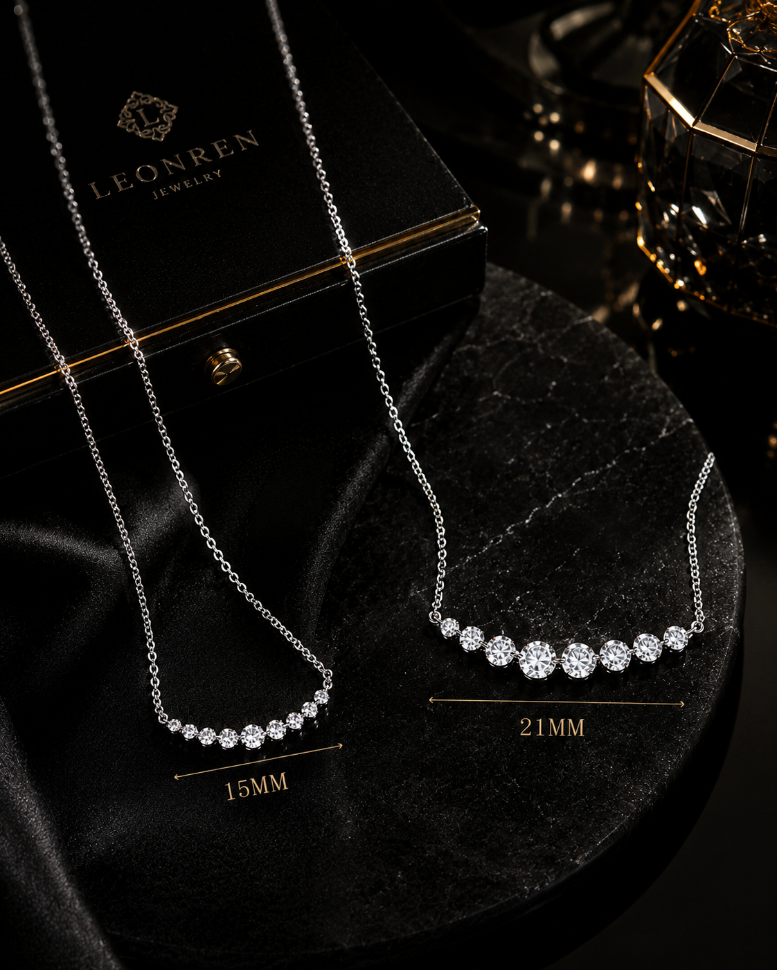 S925 Sterling Silver Moissanite Smile Collarbone Cross Chain Necklace