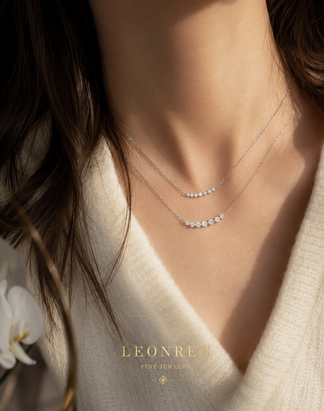 S925 Sterling Silver Moissanite Smile Collarbone Cross Chain Necklace