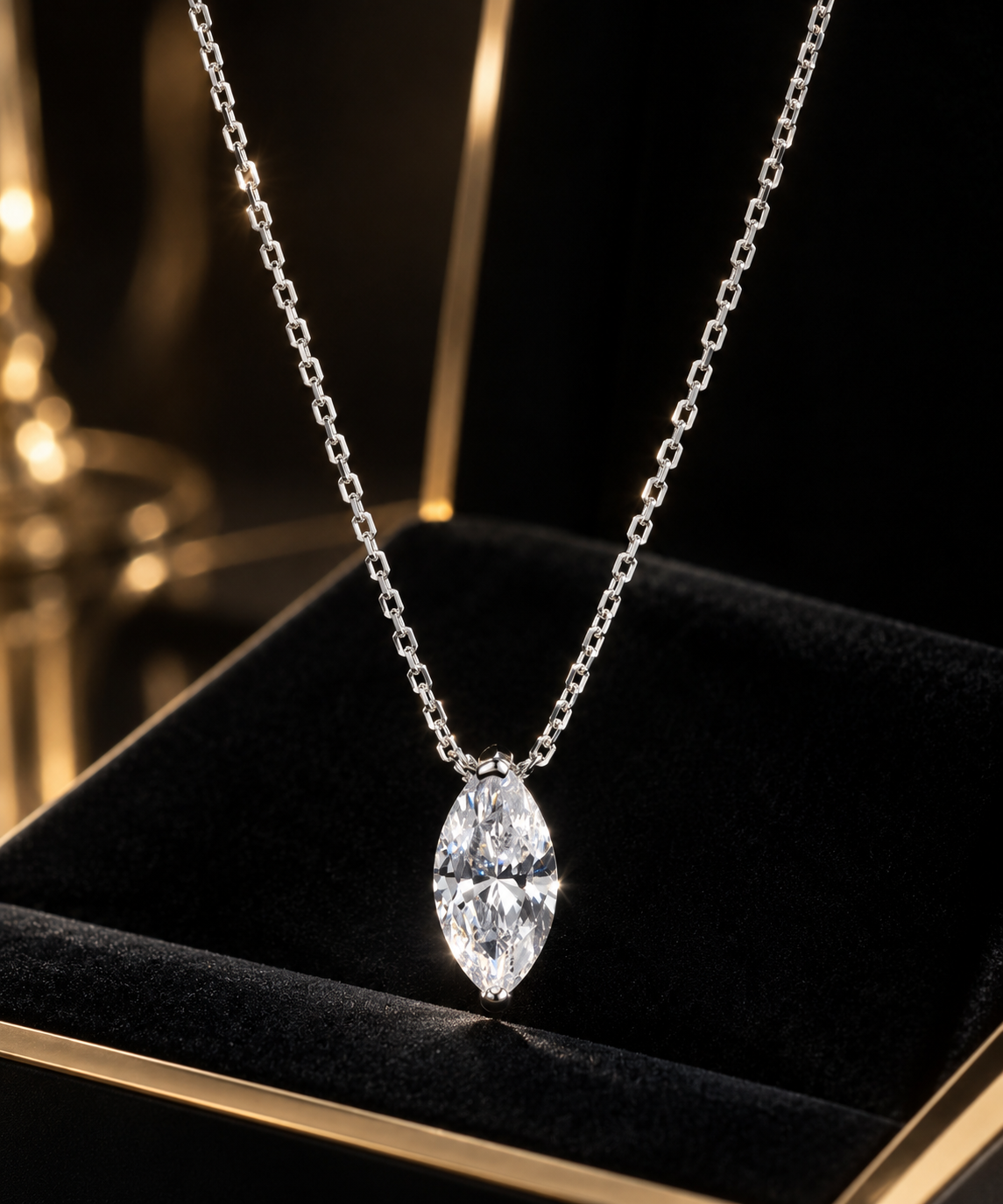 Minimalist Rhombus Moissanite Pendant【2Carat 6mm*12mm】  S925 Sterling Silver