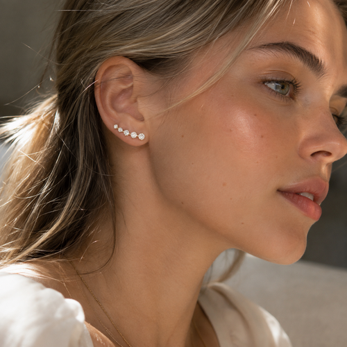 Dainty Stylish Unique Moissanite S925 silver Stud Earrings
