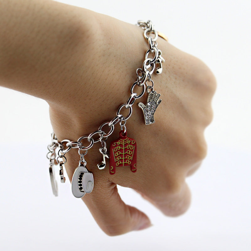 Michael Jackson Accessories Set: Bracelet, Hat, Leather Jacket, CD, Wristband