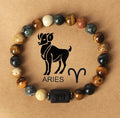 Natural stone beaded tiger eye picture stone bracelet zodiac bracelet