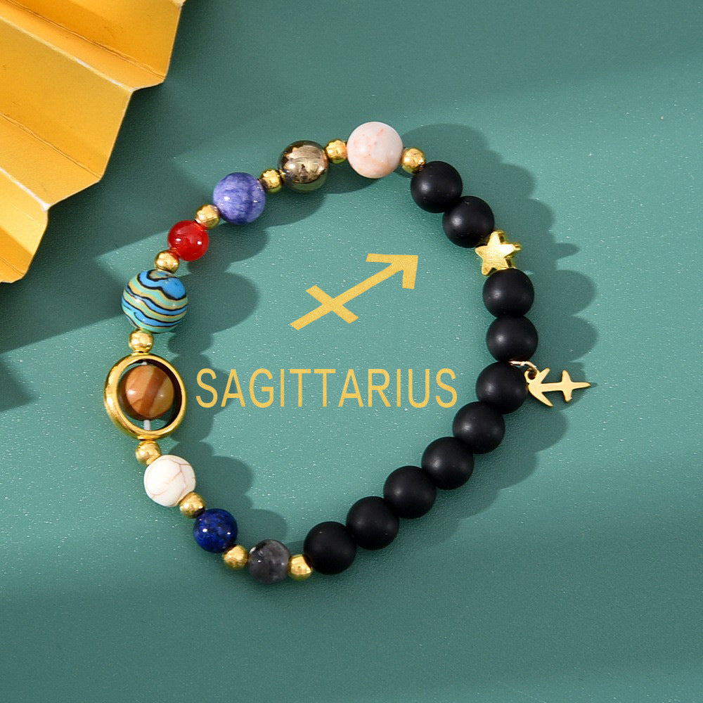 Natural stone beaded tiger eye picture stone bracelet zodiac bracelet